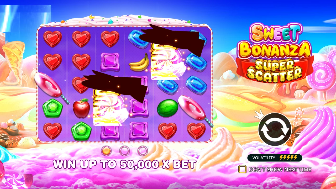 Sweet Bonanza Super Scatter Buy Feature popup - purchase 10 free spins directly