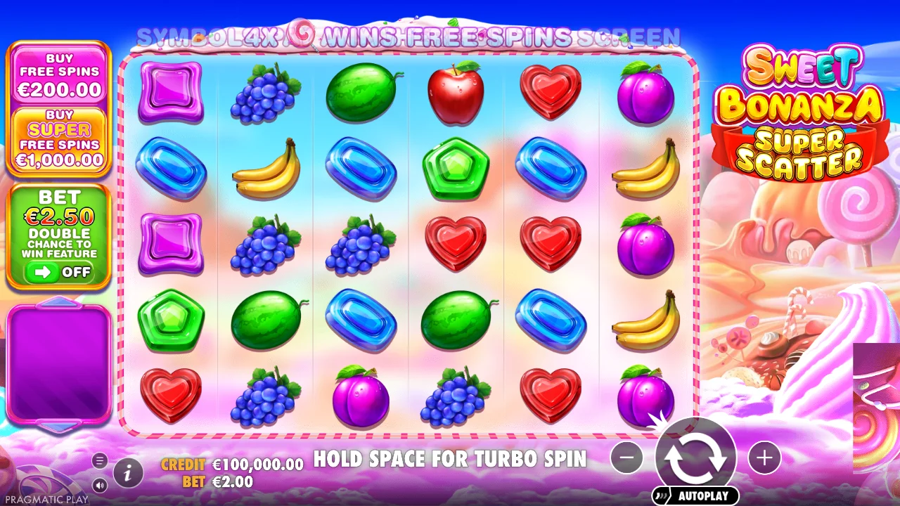 Sweet Bonanza Super Scatter live gameplay showing winning combinations, tumbling symbols, and multiplier effects in action